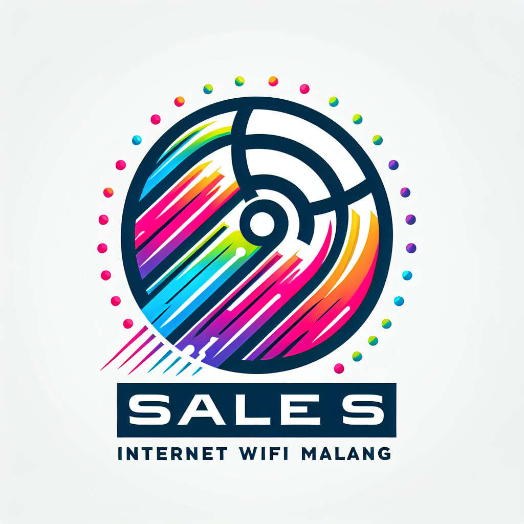 A logo for a high-speed, stable internet service provider in Malang, Indonesia, that utilizes full fiber optic technology, representing reliability, speed, and connectivity in a sleek and modern design. With word "sales internet wifi Malang"